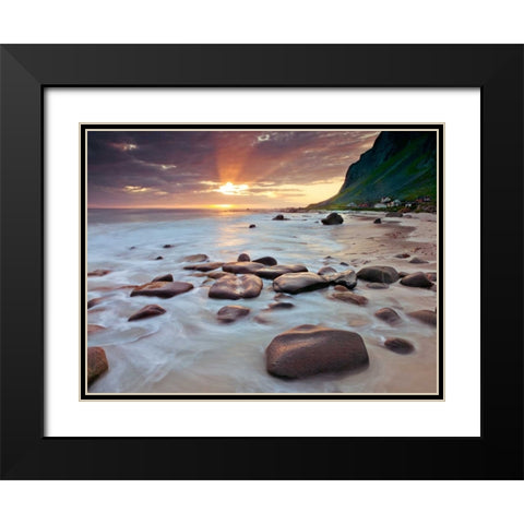 Rocky coastline, Lofoten, Norway Black Modern Wood Framed Art Print with Double Matting by Frank, Assaf