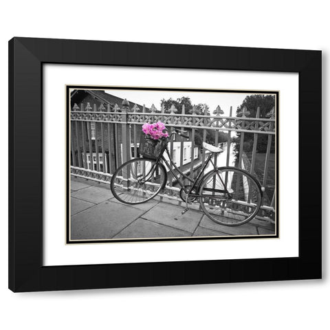 Old Bicycle near a canal Black Modern Wood Framed Art Print with Double Matting by Frank, Assaf