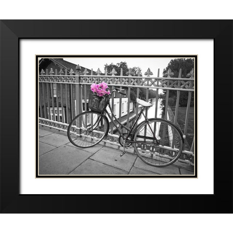 Old Bicycle near a canal Black Modern Wood Framed Art Print with Double Matting by Frank, Assaf