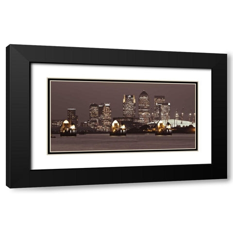 Canary Wharf skyline Black Modern Wood Framed Art Print with Double Matting by Frank, Assaf