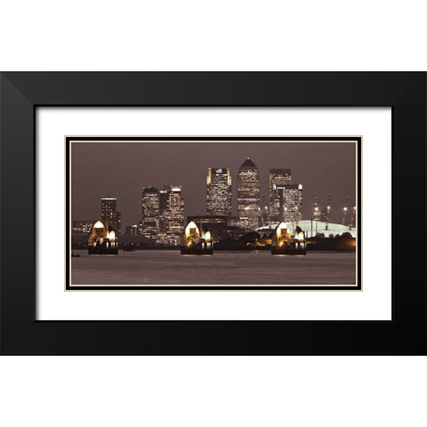 Canary Wharf skyline Black Modern Wood Framed Art Print with Double Matting by Frank, Assaf