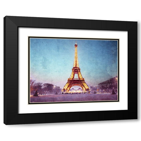Eiffel tower at night, Paris Black Modern Wood Framed Art Print with Double Matting by Frank, Assaf