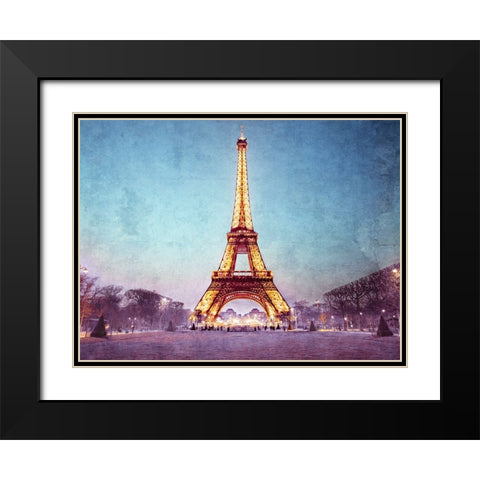 Eiffel tower at night, Paris Black Modern Wood Framed Art Print with Double Matting by Frank, Assaf