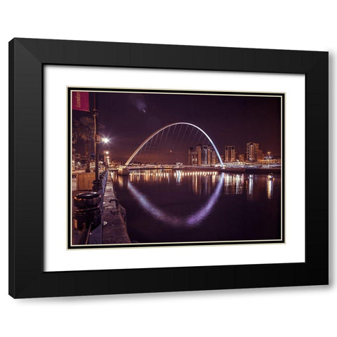 The Millenium Bridge, Newcastle Upon Tyne, FTBR-1882 Black Modern Wood Framed Art Print with Double Matting by Frank, Assaf