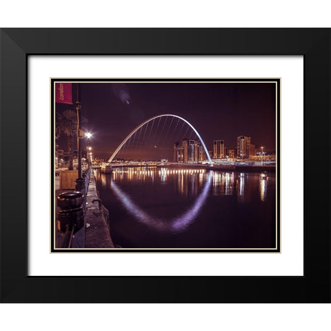 The Millenium Bridge, Newcastle Upon Tyne, FTBR-1882 Black Modern Wood Framed Art Print with Double Matting by Frank, Assaf