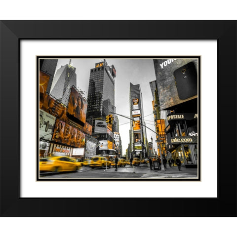 Taxi on broadway, New York Black Modern Wood Framed Art Print with Double Matting by Frank, Assaf