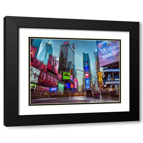 Image of Times Square, New York Black Modern Wood Framed Art Print with Double Matting by Frank, Assaf
