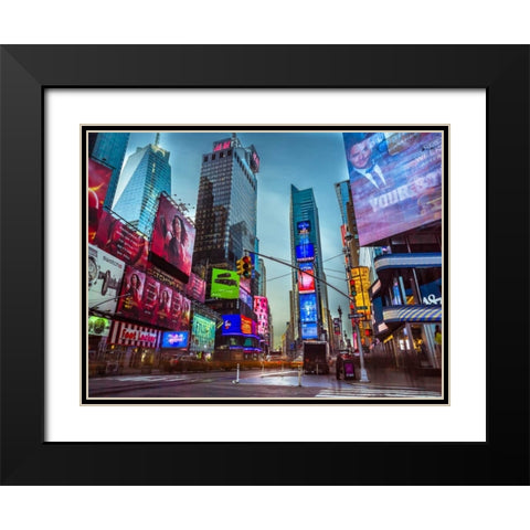 Image of Times Square, New York Black Modern Wood Framed Art Print with Double Matting by Frank, Assaf