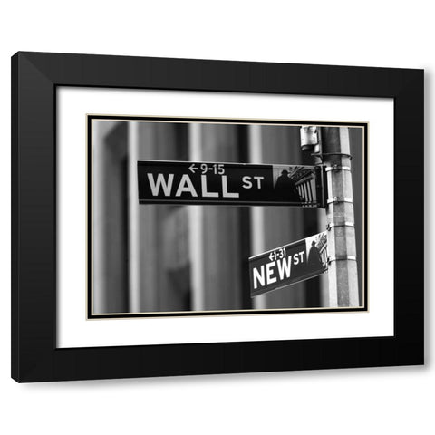 Wall street sign - New York city Black Modern Wood Framed Art Print with Double Matting by Frank, Assaf
