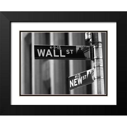 Wall street sign - New York city Black Modern Wood Framed Art Print with Double Matting by Frank, Assaf