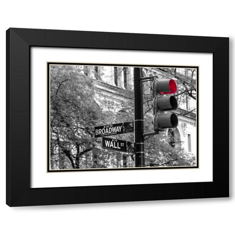Traffic lights with street signs - New York City Black Modern Wood Framed Art Print with Double Matting by Frank, Assaf