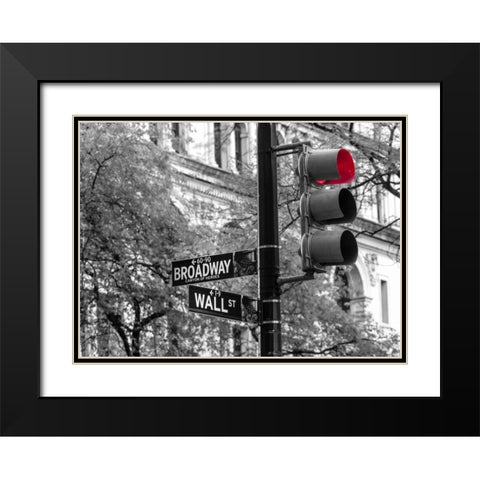 Traffic lights with street signs - New York City Black Modern Wood Framed Art Print with Double Matting by Frank, Assaf