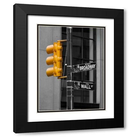 Traffic lights with street signs - New York City Black Modern Wood Framed Art Print with Double Matting by Frank, Assaf