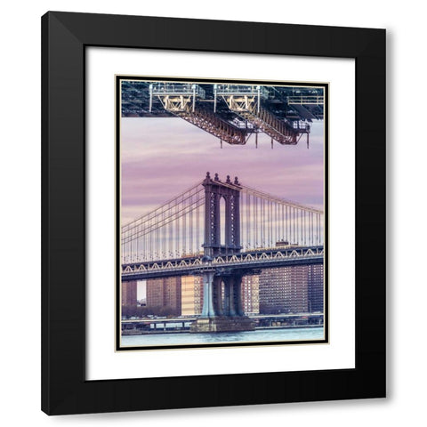 Manhattan bridge over East river - New York City Black Modern Wood Framed Art Print with Double Matting by Frank, Assaf