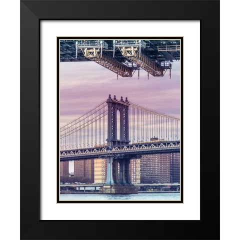 Manhattan bridge over East river - New York City Black Modern Wood Framed Art Print with Double Matting by Frank, Assaf