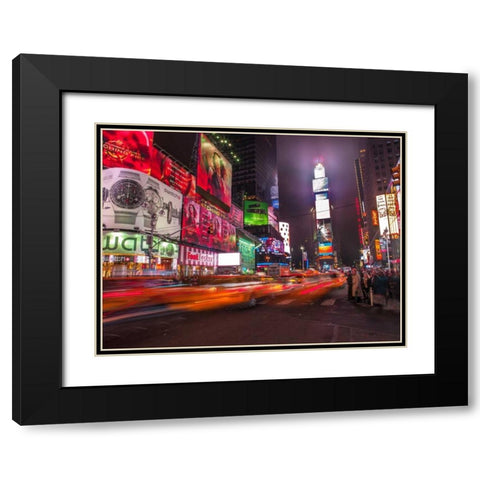 View of Broadway and Times Square at night - New York Black Modern Wood Framed Art Print with Double Matting by Frank, Assaf