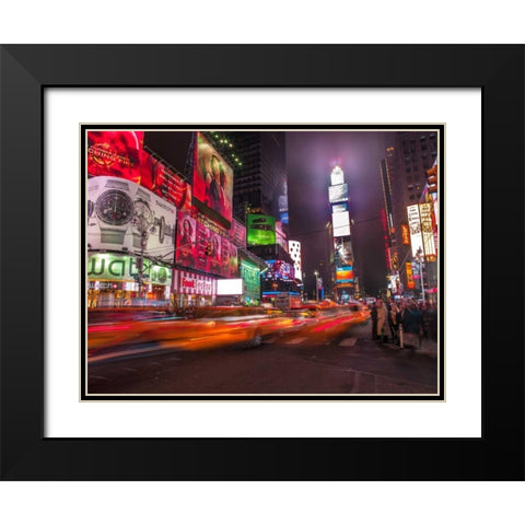 View of Broadway and Times Square at night - New York Black Modern Wood Framed Art Print with Double Matting by Frank, Assaf