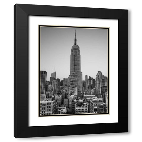 Empire State Building with New York City Manhattan skyline with skyscrapers Black Modern Wood Framed Art Print with Double Matting by Frank, Assaf