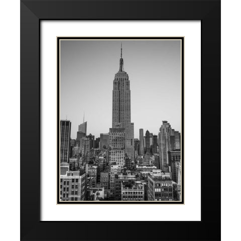 Empire State Building with New York City Manhattan skyline with skyscrapers Black Modern Wood Framed Art Print with Double Matting by Frank, Assaf
