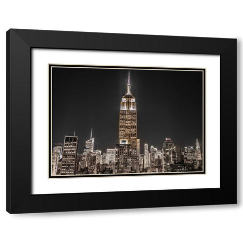 New York City Manhattan skyline with Empire State building Black Modern Wood Framed Art Print with Double Matting by Frank, Assaf