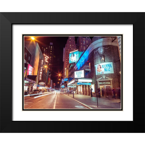 Times square and Broadway at night - New York City Black Modern Wood Framed Art Print with Double Matting by Frank, Assaf