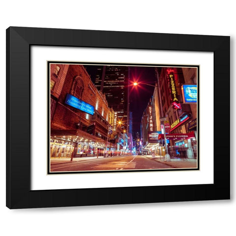 Times square and Broadway at night - New York City Black Modern Wood Framed Art Print with Double Matting by Frank, Assaf