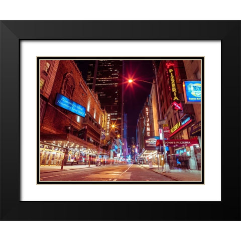 Times square and Broadway at night - New York City Black Modern Wood Framed Art Print with Double Matting by Frank, Assaf
