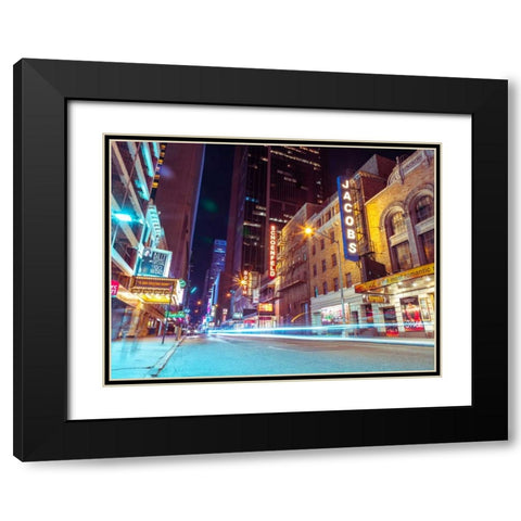 Times square and Broadway at night - New York City Black Modern Wood Framed Art Print with Double Matting by Frank, Assaf