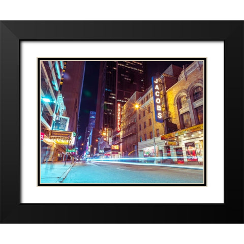 Times square and Broadway at night - New York City Black Modern Wood Framed Art Print with Double Matting by Frank, Assaf