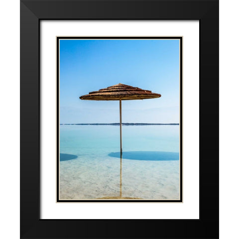 Bathing canopy on the beach on the Dead Sea, Israel Black Modern Wood Framed Art Print with Double Matting by Frank, Assaf