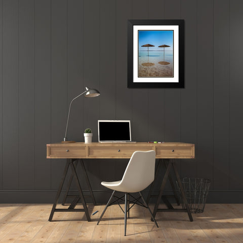 Bathing canopy on the beach on the Dead Sea, Israel Black Modern Wood Framed Art Print with Double Matting by Frank, Assaf