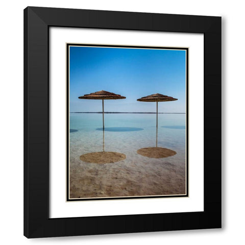 Bathing canopy on the beach on the Dead Sea, Israel Black Modern Wood Framed Art Print with Double Matting by Frank, Assaf