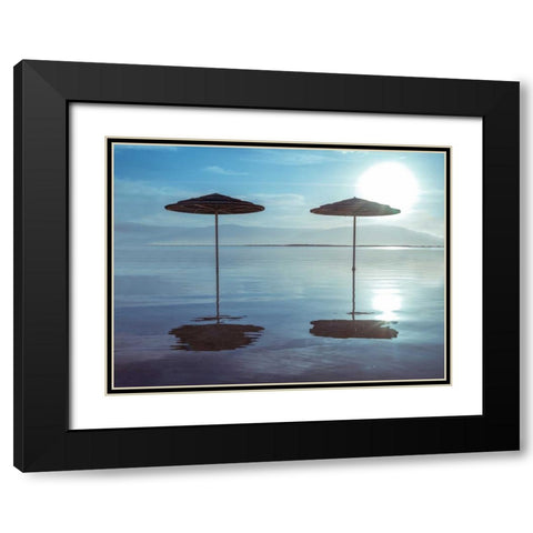 Parasol on Dead sea, Israel Black Modern Wood Framed Art Print with Double Matting by Frank, Assaf