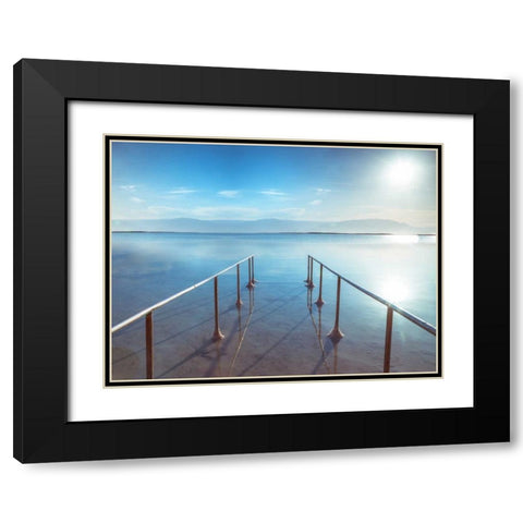 Peir on Dead Sea, Israel Black Modern Wood Framed Art Print with Double Matting by Frank, Assaf
