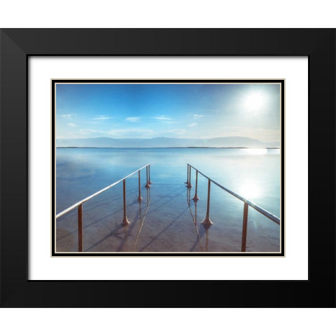 Peir on Dead Sea, Israel Black Modern Wood Framed Art Print with Double Matting by Frank, Assaf