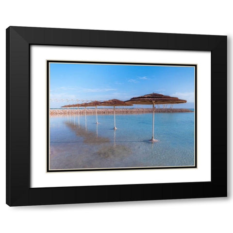 Parasol on Dead sea, Israel Black Modern Wood Framed Art Print with Double Matting by Frank, Assaf