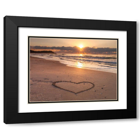 Heart shape drawn on sand at the beach Black Modern Wood Framed Art Print with Double Matting by Frank, Assaf
