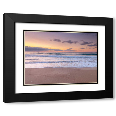 Evening view of beautiful beach in Israel Black Modern Wood Framed Art Print with Double Matting by Frank, Assaf
