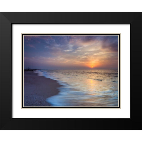Evening view of beautiful beach in Israel Black Modern Wood Framed Art Print with Double Matting by Frank, Assaf