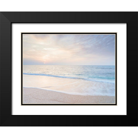 Calm beach at sunset Black Modern Wood Framed Art Print with Double Matting by Frank, Assaf