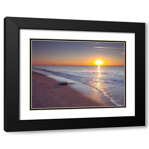 Tranquil beach at dusk Black Modern Wood Framed Art Print with Double Matting by Frank, Assaf