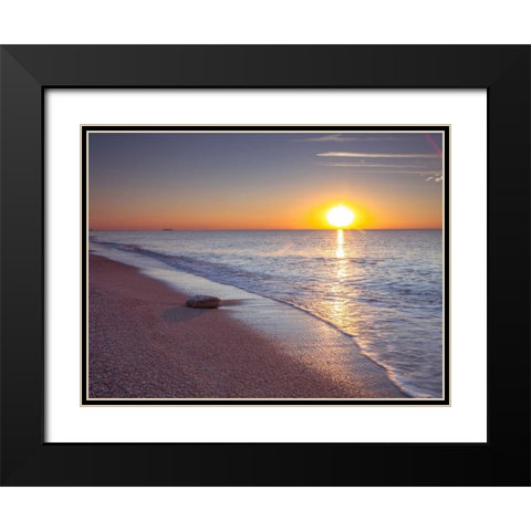 Tranquil beach at dusk Black Modern Wood Framed Art Print with Double Matting by Frank, Assaf