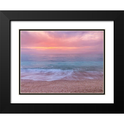 Flower heart collage Black Modern Wood Framed Art Print with Double Matting by Frank, Assaf