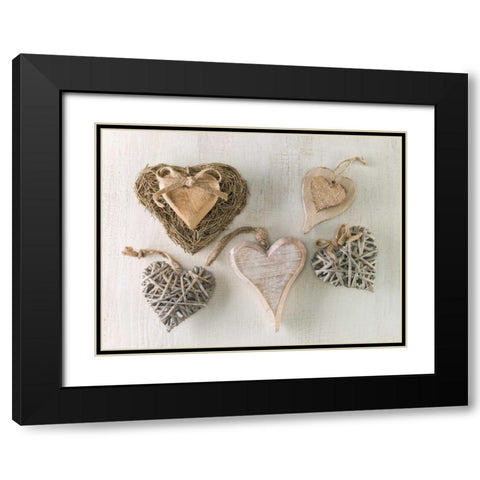 Creatrive Heart shape symbol Black Modern Wood Framed Art Print with Double Matting by Frank, Assaf
