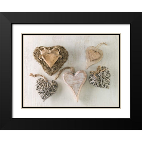 Creatrive Heart shape symbol Black Modern Wood Framed Art Print with Double Matting by Frank, Assaf