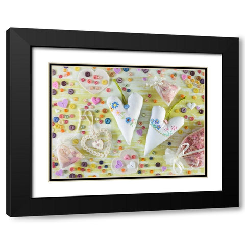 Creatrive Heart shape symbol Black Modern Wood Framed Art Print with Double Matting by Frank, Assaf