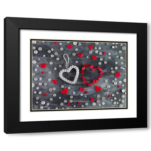 Creatrive Heart shape symbol Black Modern Wood Framed Art Print with Double Matting by Frank, Assaf