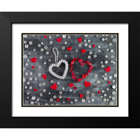 Creatrive Heart shape symbol Black Modern Wood Framed Art Print with Double Matting by Frank, Assaf