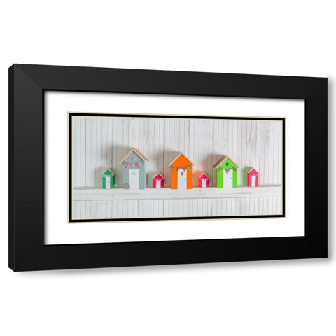 Hearts hanging on wooden background Black Modern Wood Framed Art Print with Double Matting by Frank, Assaf