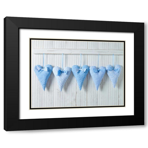 Small beach huts on wooden background Black Modern Wood Framed Art Print with Double Matting by Frank, Assaf